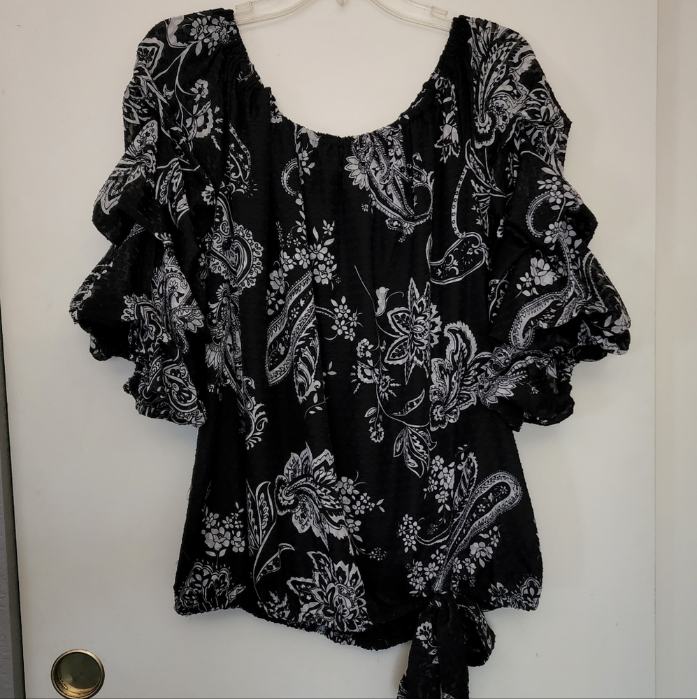Paisley Off the Shoulder Top - Vince Camuto
